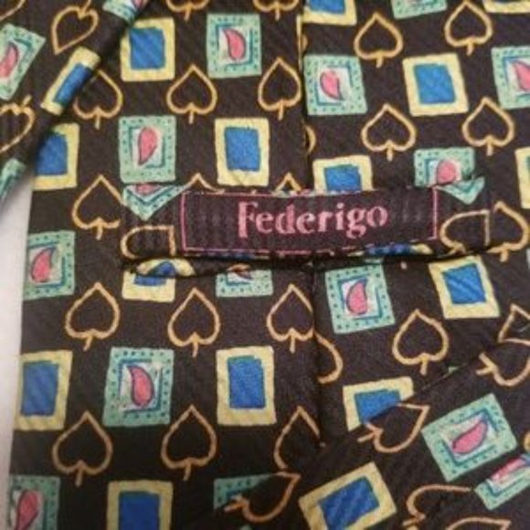 Federigo Spades Pattern Men's Tie - Picture 4 of 5